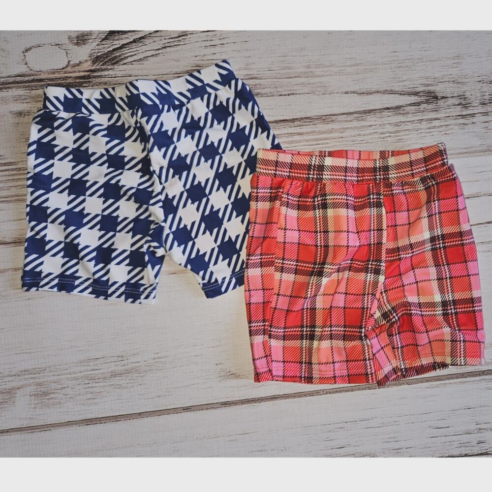 Toddler Boy Red Plaid, Blue Gingham Swim Trunks sz 2T NWT